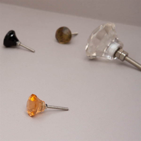 Orange glass diamond knob Small